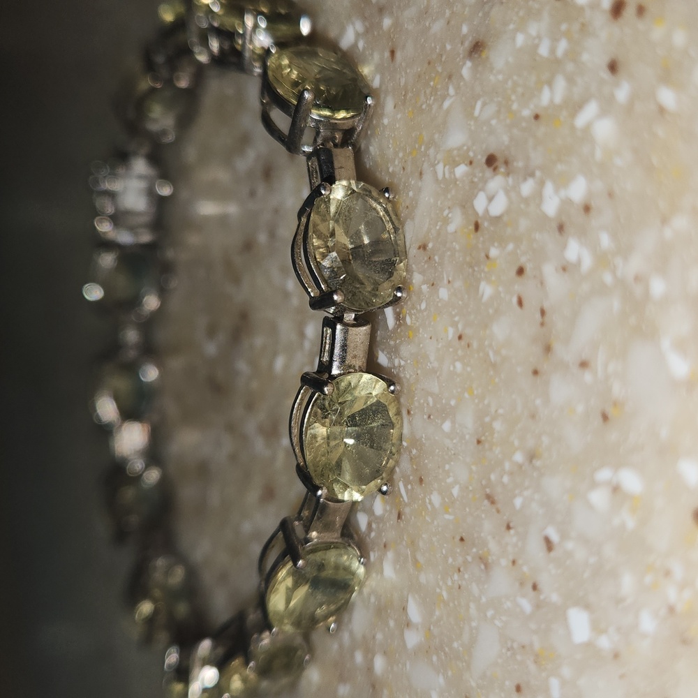 Sterling Silver and 16 Kt Yellow Limone Quartz Gemstone Tennis Bracelet